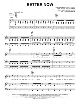 page one of Better Now (Piano, Vocal & Guitar Chords (Right-Hand Melody))