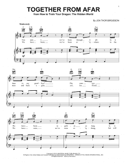 page one of Together From Afar (from How to Train Your Dragon: The Hidden World) (Piano, Vocal & Guitar Chords (Right-Hand Melody))