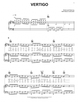 page one of Vertigo (Piano, Vocal & Guitar Chords (Right-Hand Melody))