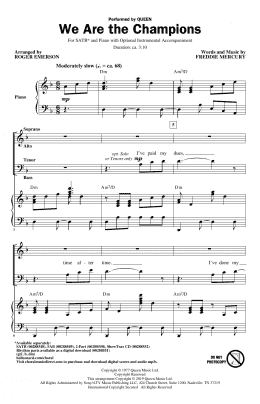 page one of We Are The Champions (arr. Roger Emerson) (SATB Choir)