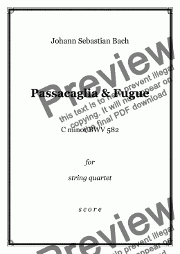 page one of J. S. Bach - Passacaglia & Fugue  C minor BWV 582 - string quartet