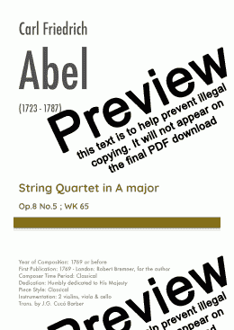 page one of Abel - String Quartet in A major