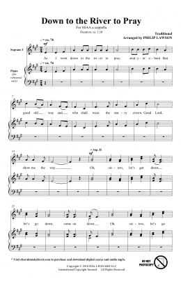 page one of Down To The River To Pray (SSAA Choir)