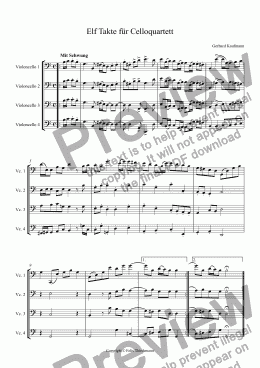 page one of Elf Takte für Celloquartett