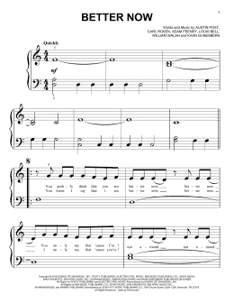 page one of Better Now (Big Note Piano)