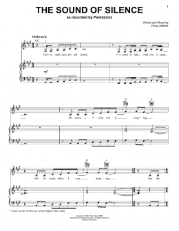 page one of The Sound Of Silence (Piano, Vocal & Guitar Chords (Right-Hand Melody))