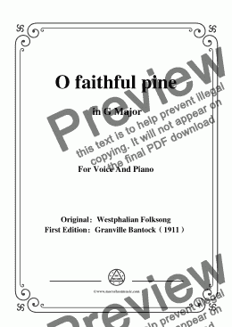 page one of Bantock-Folksong,O faithful pine(O Tannenbaum),in G Major,for Voice and Piano