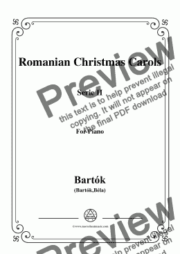 page one of Bartók-Romanian Christmas Carols, Sz.57 Serie II,for Piano