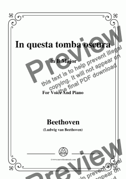 page one of Beethoven-In questa tomba oscura in B Major,for Voice and Piano