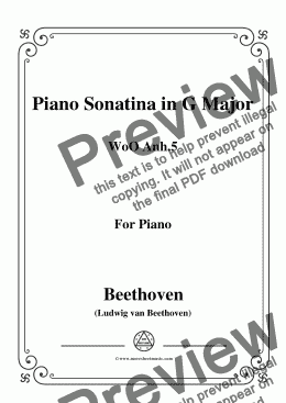 page one of Beethoven-Piano Sonatina in G Major WoO anh.5,for Piano