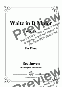 page one of Beethoven-Waltz in D Major,WoO 85,for piano