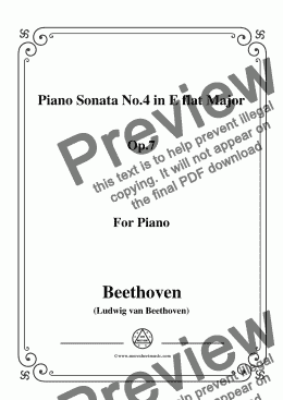 page one of Beethoven-Piano Sonata No.4 in E flat Major Op.7,for Piano