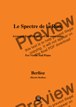 page one of Berlioz-Le Spectre de la Rose,for Violin and Piano