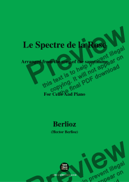 page one of Berlioz-Le Spectre de la Rose,for Cello and Piano