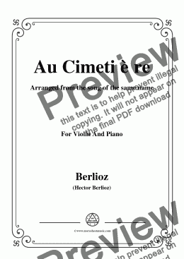 page one of Berlioz-Au Cimetière,for Violin and Piano