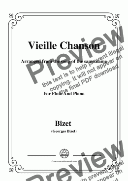 page one of Bizet-Vieille Chanson,for Flute and Piano