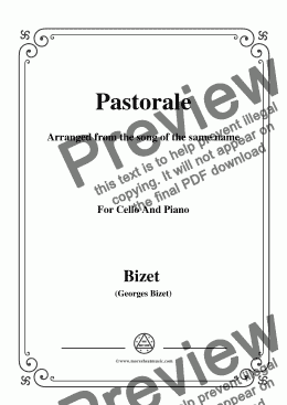 page one of Bizet-Pastorale,for Cello and Piano