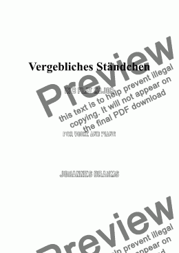 page one of Brahms-Vergebliches Ständchen in B flat Major,for Voice and Piano