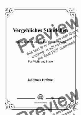 page one of Brahms-Vergebliches Ständchen,for Violin and Piano