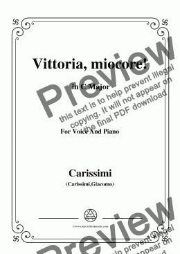 page one of Carissimi-Vittoria, mio core in C Major, for Voice and Piano