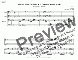 page one of Overture from Suite in D from The Water Music for two Oboes & Harpsichord