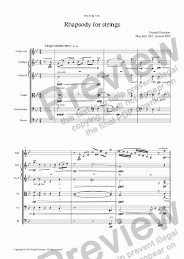 page one of Rhapsody for Strings