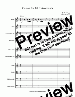 page one of Canon for 10 Instruments - Score and parts