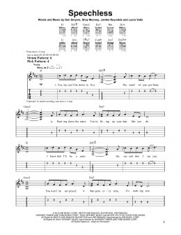 page one of Speechless (Easy Guitar Tab)