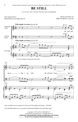 page one of Be Still (SATB Choir)