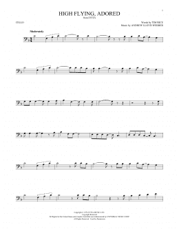 page one of High Flying, Adored (from Evita) (Cello Solo)