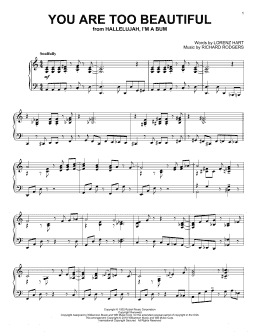 page one of You Are Too Beautiful (Piano Solo)