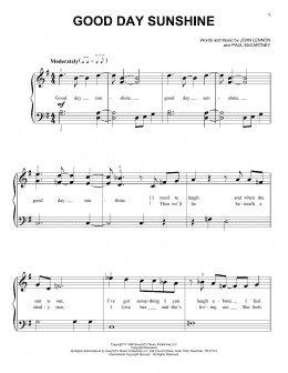 page one of Good Day Sunshine (Very Easy Piano)