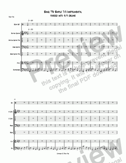 page one of Song 776 Simple 7/8 Instrumental forced into 4/4 drums