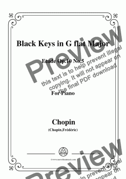 page one of Chopin-Etude No.5 in G flat Major, Op.10 No.5,Black Keys,for Piano