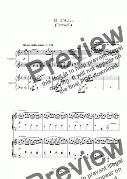 page one of 12.  L'Adieu (Farewell) from 25 Easy and Progressive studies  Op. 100 for 2 pianos