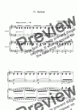 page one of 15.  Ballade from 25 Easy and Progressive studies  Op. 100 for 2 pianos