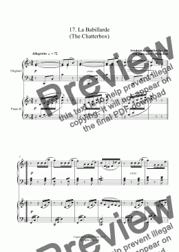 page one of 17. La Babillarde (The Chatterbox) from 25 Easy and Progressive studies  Op. 100 for 2 pianos