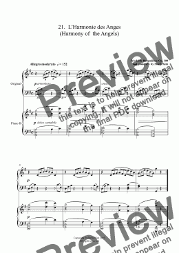 page one of 21.  L'Harmonie des Anges (Harmony of  the Angels) from 25 Easy and Progressive studies  Op. 100 for 2 pianos