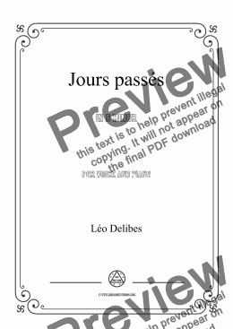 page one of Delibes-Jours passés in d minor,for Voice and Piano