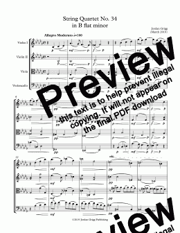 page one of String Quartet No 34 in B flat minor - Score and parts