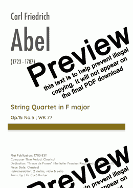 page one of Abel - String Quartet in F major