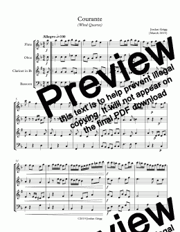 page one of Courante (Wind Quartet) - Score and parts