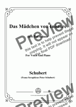 page one of Schubert-Das Mädchen von Inistore in e flat minor,for Voice and Piano