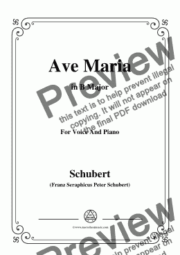 page one of Schubert-Ave maria in B Major,for Voice and Piano