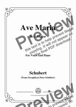 page one of Schubert-Ave maria in C Major,for Voice and Piano