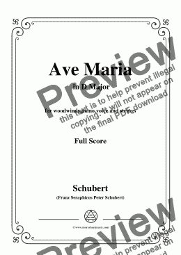 page one of Schubert-Ave Maria in D Major,for woodwinds,piano,voice and strings