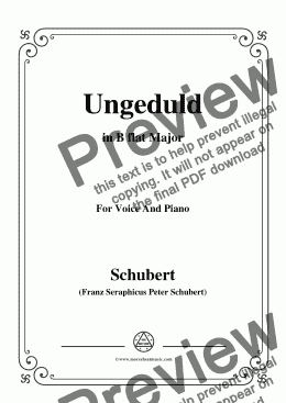 page one of Schubert-Ungeduld in B flat Major,for Voice and Piano