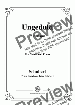 page one of Schubert-Ungeduld in B Major,for Voice and Piano