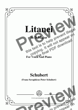 page one of Schubert-Litanei in D Major,for Voice and Piano