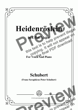 page one of Schubert-Heidenröslein in E flat Major,for Voice and Piano